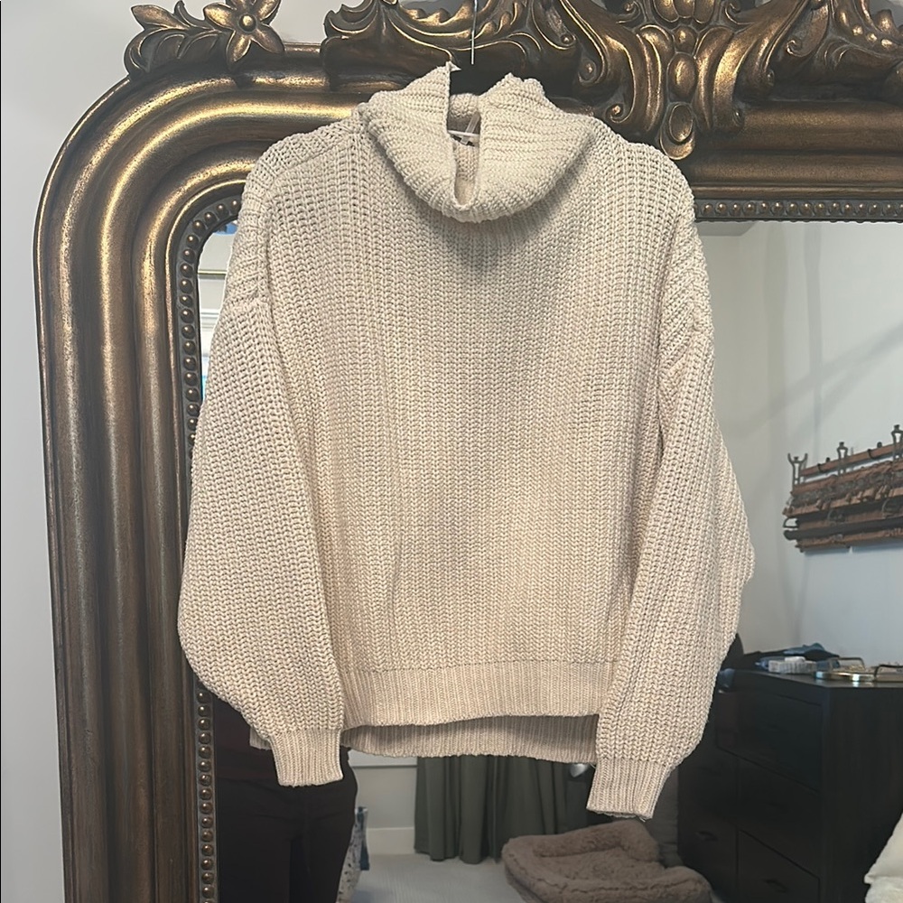 Free People Swim Too Deep Cream Sweater, Small